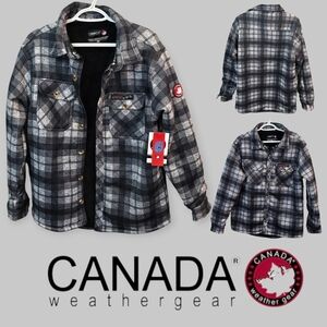 Canada Weather Gear Plaid Flannel Sherpa Lining Shirt Jacket Mens Large